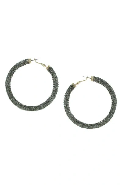 Olivia Welles Carm Crystal Hoop Earrings In Gold / Gunmetal