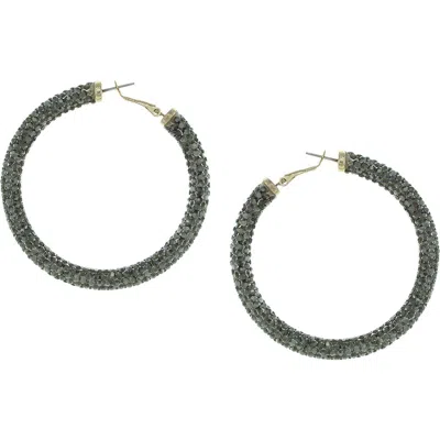 Olivia Welles Carm Crystal Hoop Earrings In Green