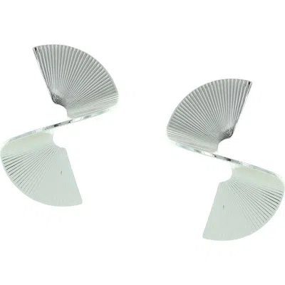 Olivia Welles Cassie Twist Ribbed Fan Drop Earrings In Metallic