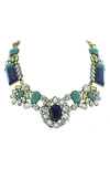 Olivia Welles Catherine Collar Necklace In Antique Gold/blue Multi