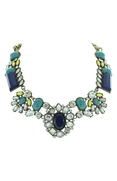 Olivia Welles Catherine Collar Necklace In Antique Gold/blue Multi