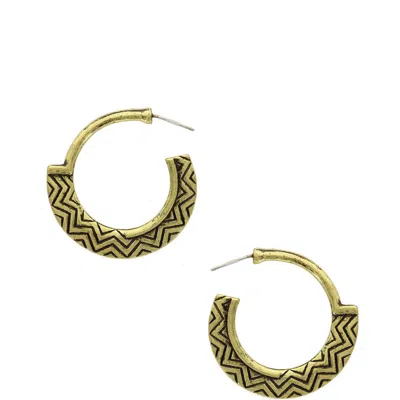 Olivia Welles Cecile Hoop Earrings In Oxidized Brass