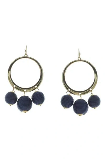 Olivia Welles Circle Drop Thread Ball Trio Earrings In Gold