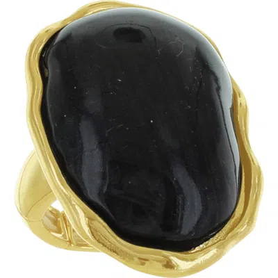 Olivia Welles Cleo Cocktail Ring In Gold / Black
