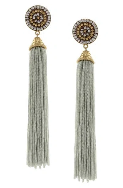 Olivia Welles Cloudy Skies Tassel Earrings In Metallic