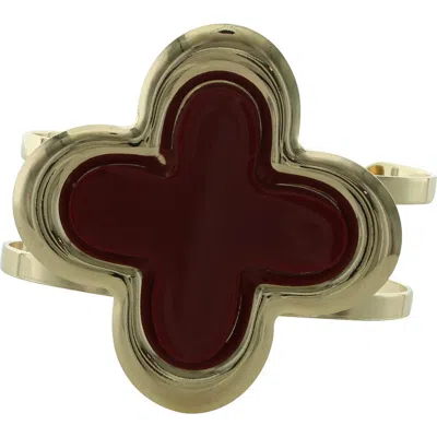 Olivia Welles Clover Cuff Bracelet In Brown