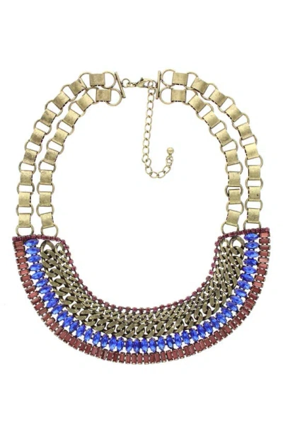 Olivia Welles Colette Bib Necklace In Blue