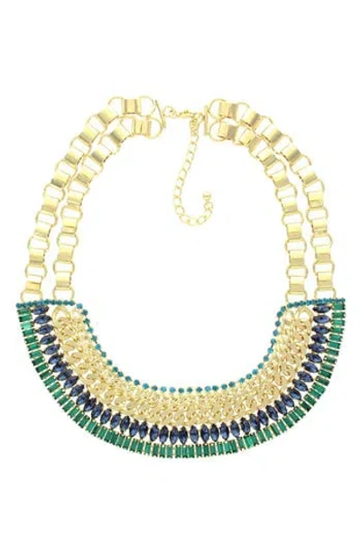 Olivia Welles Colette Bib Necklace In Gold/emerald