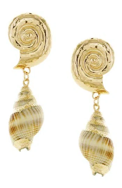Olivia Welles Conch Shell Drop Earrings In Gold
