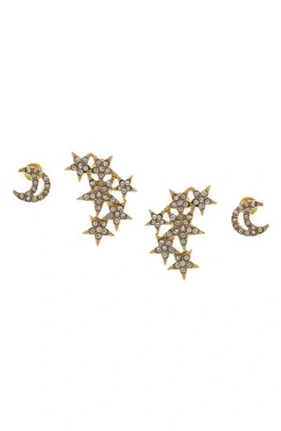 Olivia Welles Constellation Crystal Stud Earrings In Gold