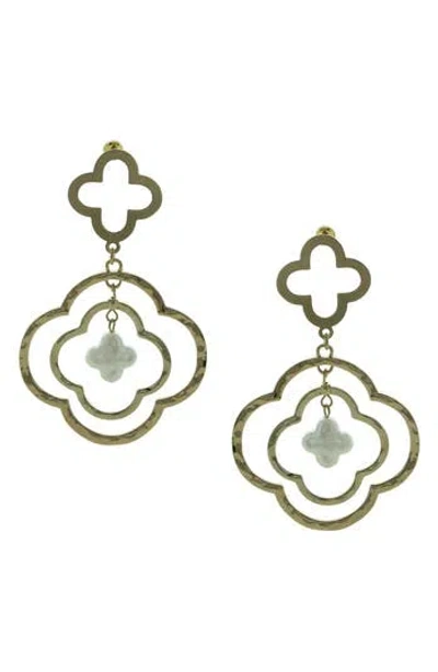 Olivia Welles Cordella Floating Faux Pearl Drop Earrings In Gold