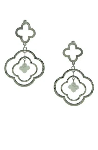 Olivia Welles Cordella Floating Faux Pearl Drop Earrings In Gray