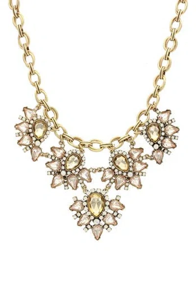 Olivia Welles Corissa Cluster Bib Necklace In Burnished Gold/topaz