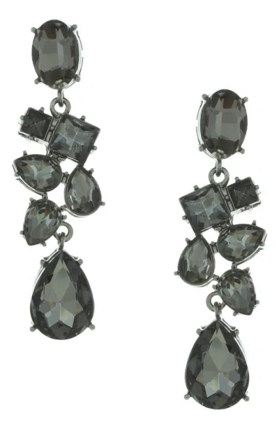 Olivia Welles Corrinne Crystal Statement Earrings In Gunmetal / Gray