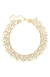 Olivia Welles Crystal Cluster Collar Necklace In Gold / Rose