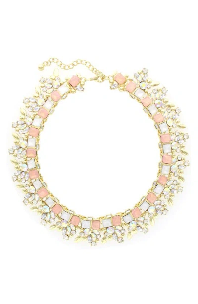 Olivia Welles Crystal Cluster Collar Necklace In Gold / Rose