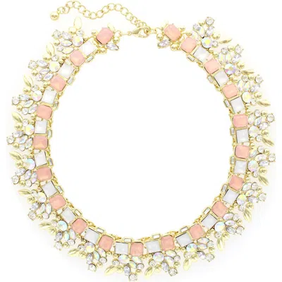 Olivia Welles Crystal Cluster Collar Necklace In Gold/rose
