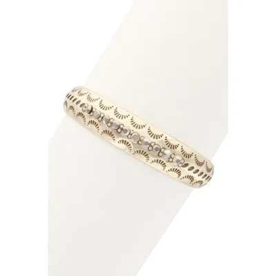 Olivia Welles Crystal Crescent Cutout Bracelet In Burnished Gold/grey