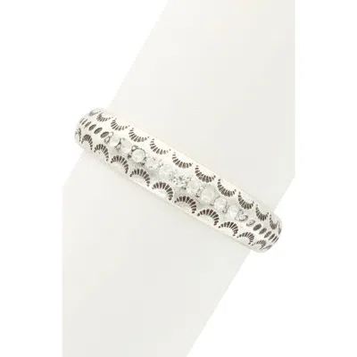 Olivia Welles Crystal Crescent Cutout Bracelet In Metallic