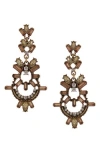 Olivia Welles Crystal Encrusted Drop Earrings In Brown