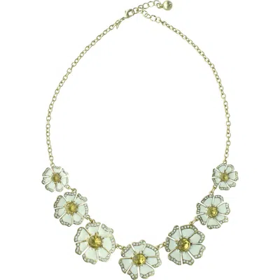 Olivia Welles Crystal Floral Collar Necklace In Green