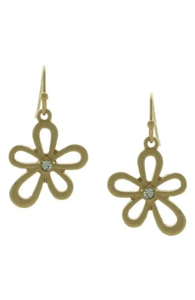 Olivia Welles Crystal Flower Drop Earrings In Pink