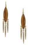 Olivia Welles Crystal Fringe Drop Earrings In Gold/topaz