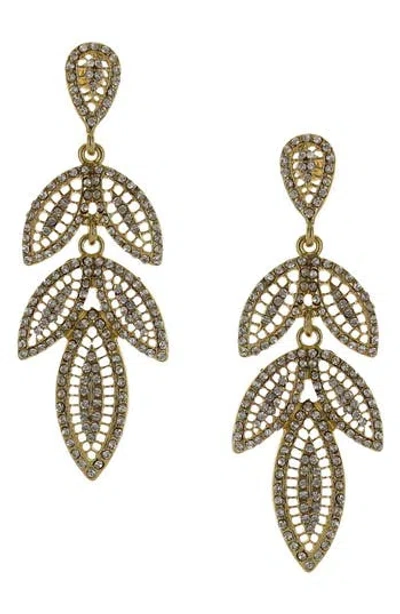 Olivia Welles Crystal Leaf Drop Earrings In Gold
