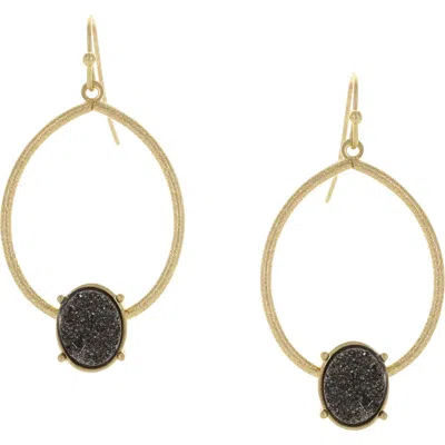 Olivia Welles Cynthia Hoop Drop Earrings In Worn Gold / Grey
