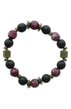 Olivia Welles Dana Beaded Bracelet In Burnished Gold/black