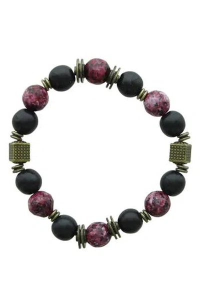 Olivia Welles Dana Beaded Bracelet In Burnished Gold/black