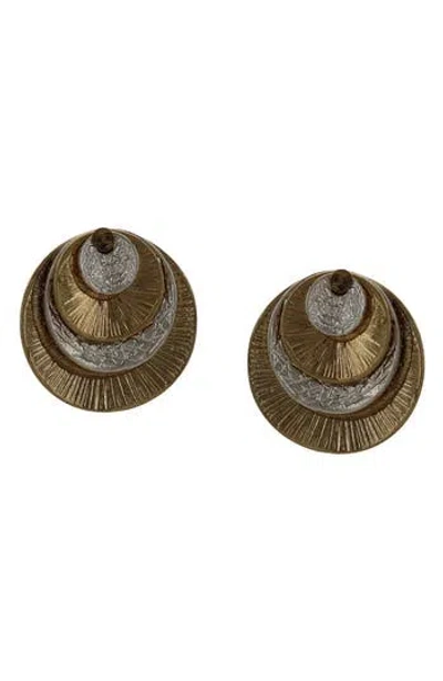 Olivia Welles Dani Disc Drop Earrings In Worn Gold/silver