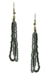 Olivia Welles Daphne Beaded Double Drop Earrings In Green
