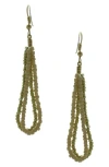Olivia Welles Daphne Beaded Double Drop Earrings In Green