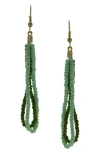 Olivia Welles Daphne Beaded Double Drop Earrings In Green