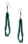 Olivia Welles Daphne Beaded Double Drop Earrings In Green