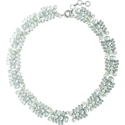 Olivia Welles Diana Crystal Cluster Necklace In Silver/clear