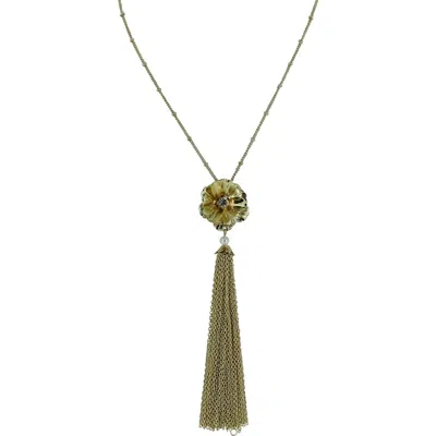 Olivia Welles Dina Floral Pendant Necklace In Green
