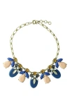 Olivia Welles Dina Stone Necklace In Gold/blue/peach