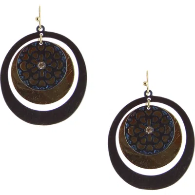 Olivia Welles Disc Drop Earrings In Brown