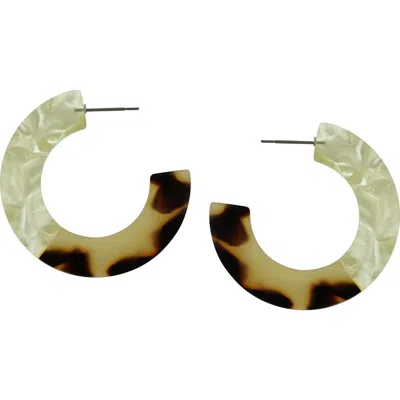Olivia Welles Drew Mixed C Hoop Earrings In Brown