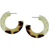 Olivia Welles Drew Mixed C Hoop Earrings In Brown/ivory