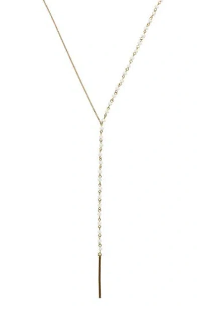 Olivia Welles Drop Of Beaded Lariat Necklace In Multi