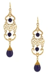 Olivia Welles Edith Beaded Filigree Drop Earrings In Blue