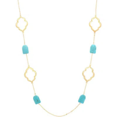 Olivia Welles Eileen Resin Station Necklace In Gold