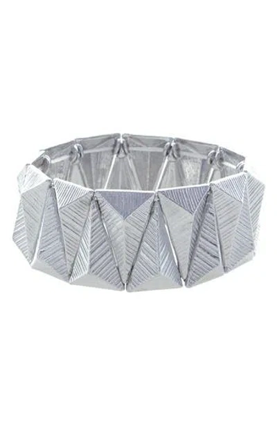 Olivia Welles Elle Geode Stretch Bracelet In Silver