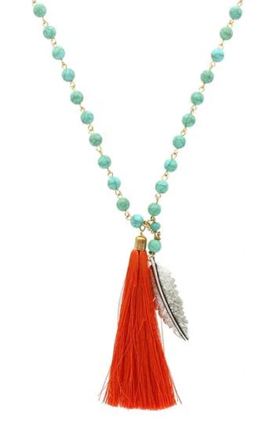 Olivia Welles Elonna Tassel Drop Necklace In Multi