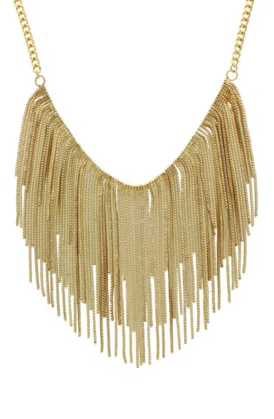 Olivia Welles Elysa Chain Fringe Bib Necklace In Gold