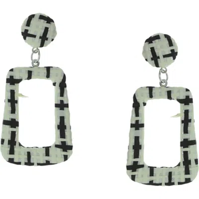 Olivia Welles Ember Black And White Drop Earrings In Green