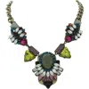 Olivia Welles Emma Jeweled Statement Necklace In Green